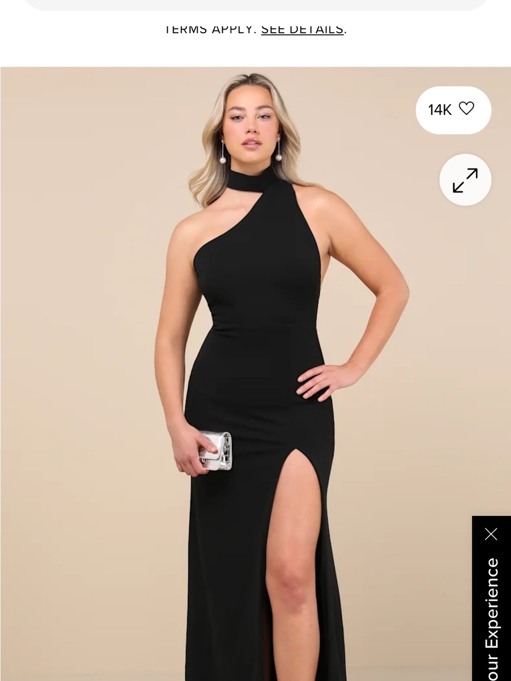 Lulu's Black One-Shoulder High-Slit Gown